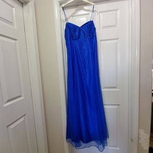 New Silk Chiffon Formal Floor Length Blue Dress 14